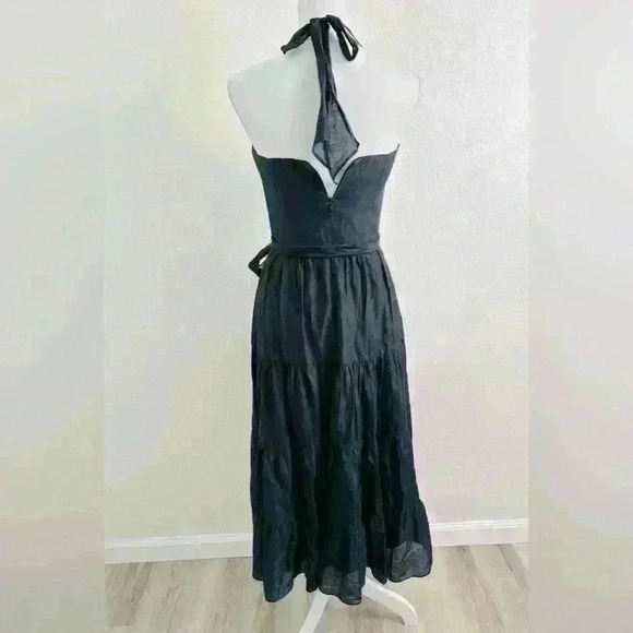 WHBM Fit and Flare Halter Midi Tiered Silk Blend Dress Size 2 - Picture 5 of 10